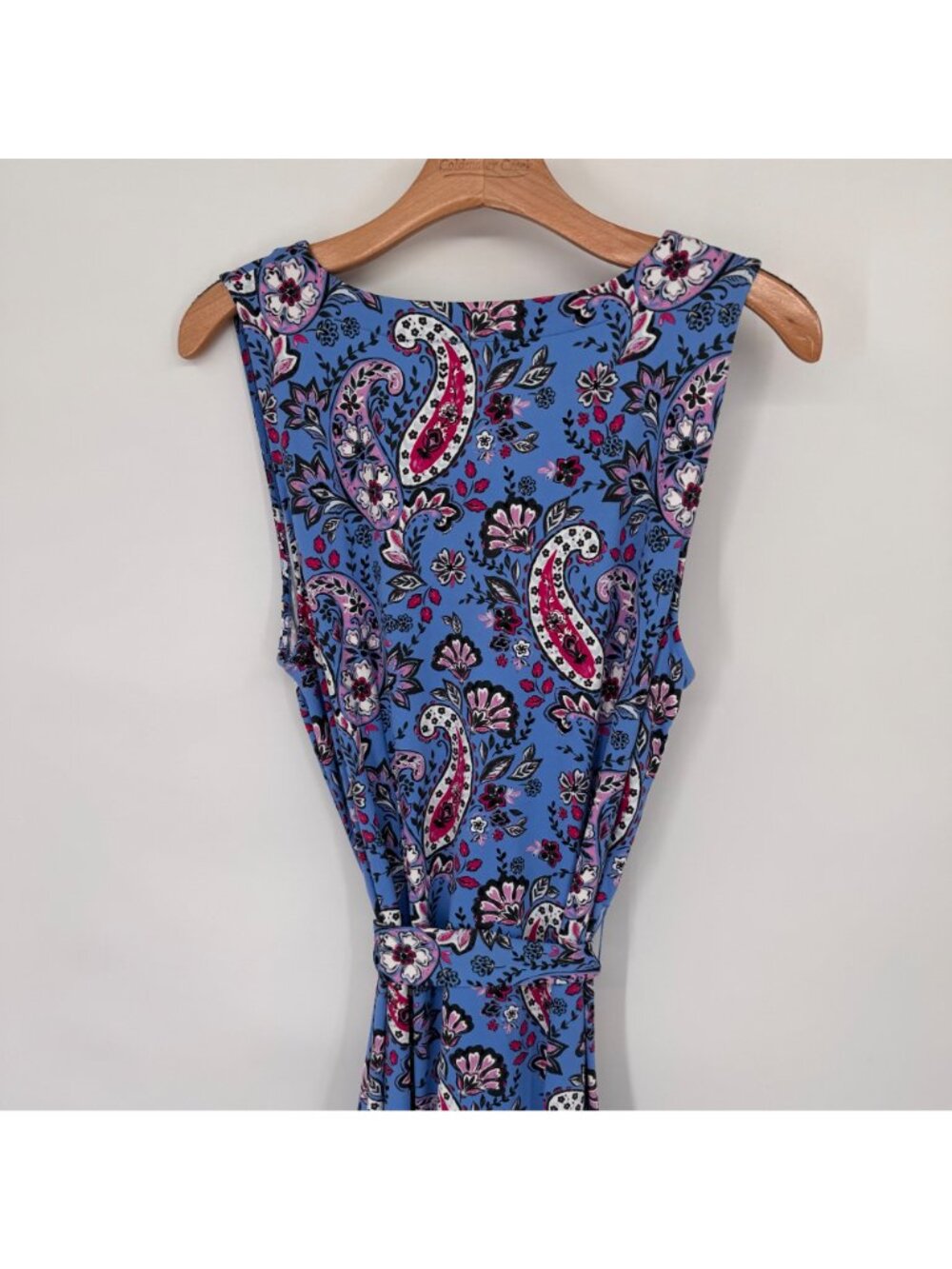 Talbots Effortless Jersey knit Tie Waist Midi Dress Seaside Paisley size large - Picture 13 of 13